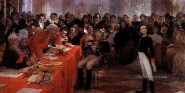 a pushkin on the act in the lyceum on jan 8 1815 reads his poem memories in tsarskoe selo 1911 Ilya Repin Oil Paintings